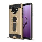 Wholesale Galaxy Note 9 Metallic Plate Stand Case Work with Magnetic Mount Holder (Gold)